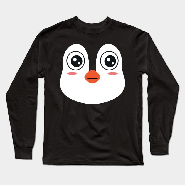 Cute Penguin Face Easy Halloween Costume Gift Long Sleeve T-Shirt by HCMGift